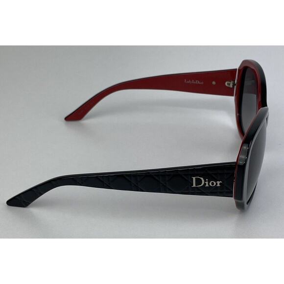 Christian Dior Lady In Dior 1 Back Red Sunglasses Soft Case Logo Round Oversized - Picture 4 of 13